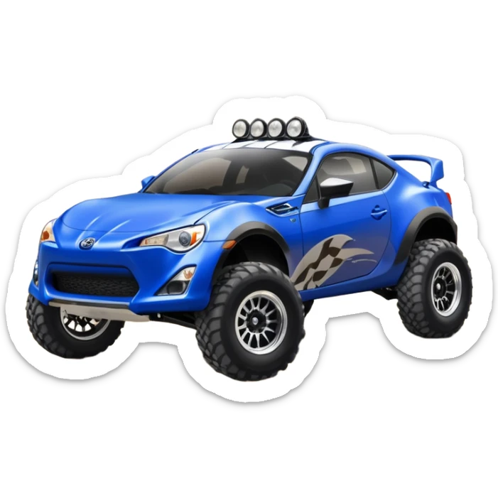 2013 scion fr-s ultramarine off road 4wd monster Baja dessert stadium racer number 86 with large mirror chrome wheels and long travel suspension  sticker