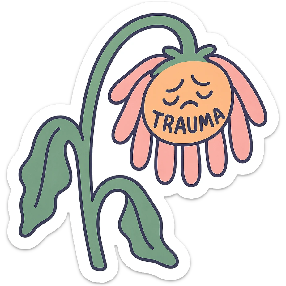 trauma as a wilted flower sticker
