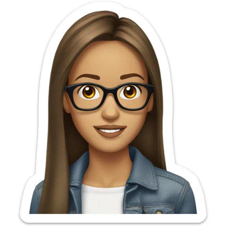 Jessica alba with glasses and straight  brown hair  sticker