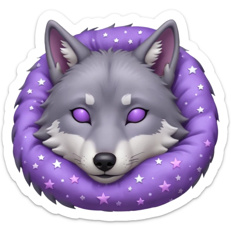 A wolf of winterfell from game of thrones sleeping under lilac stars sticker