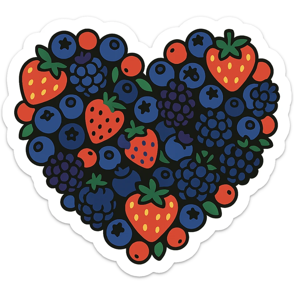 heart shape made out of berries sticker