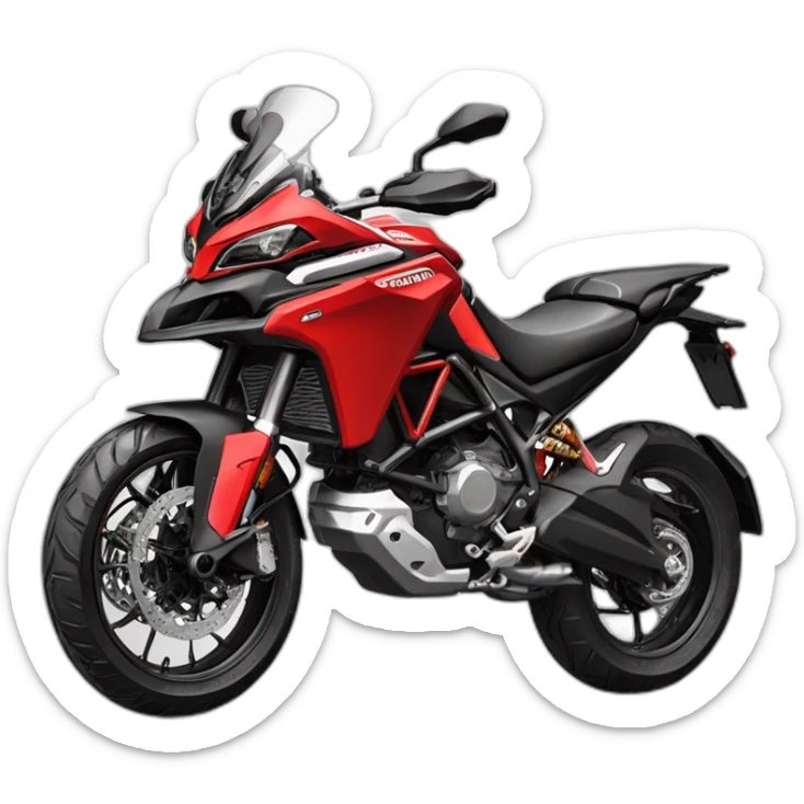 Caricatura Moto Ducati multistrada enduro off road roja y negra llena de barro sticker