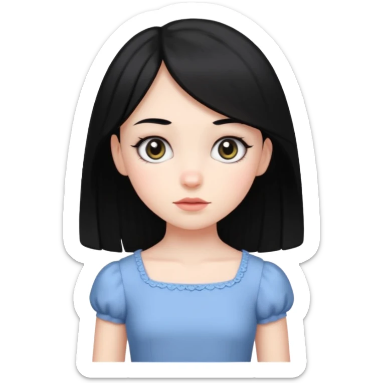 A white skin daughter with black hair and eyes. Skinny and cute sticker