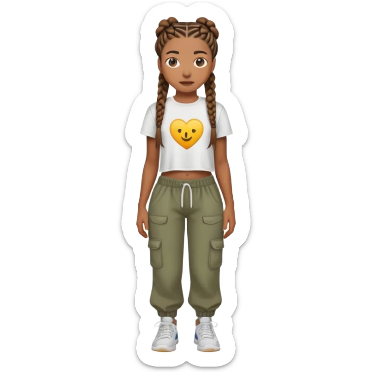 brown skin gurl wiht straight backs and cropped tea wiht baggy pants sticker