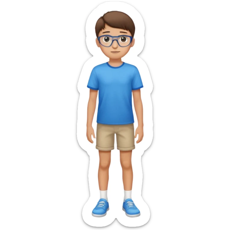 adolescent garçon taille moyenne corpulence maigre cheveux chatain court yeux bleus lunettes photo de pieds sticker