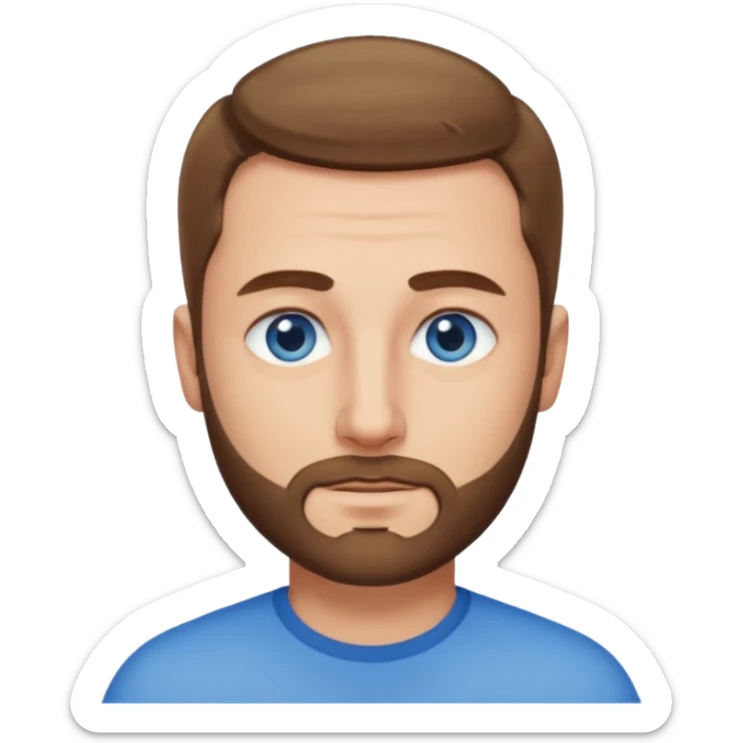 homme yeux bleus presque chauve mais encore avec des cheveux clairsemées et une barbe courte sticker