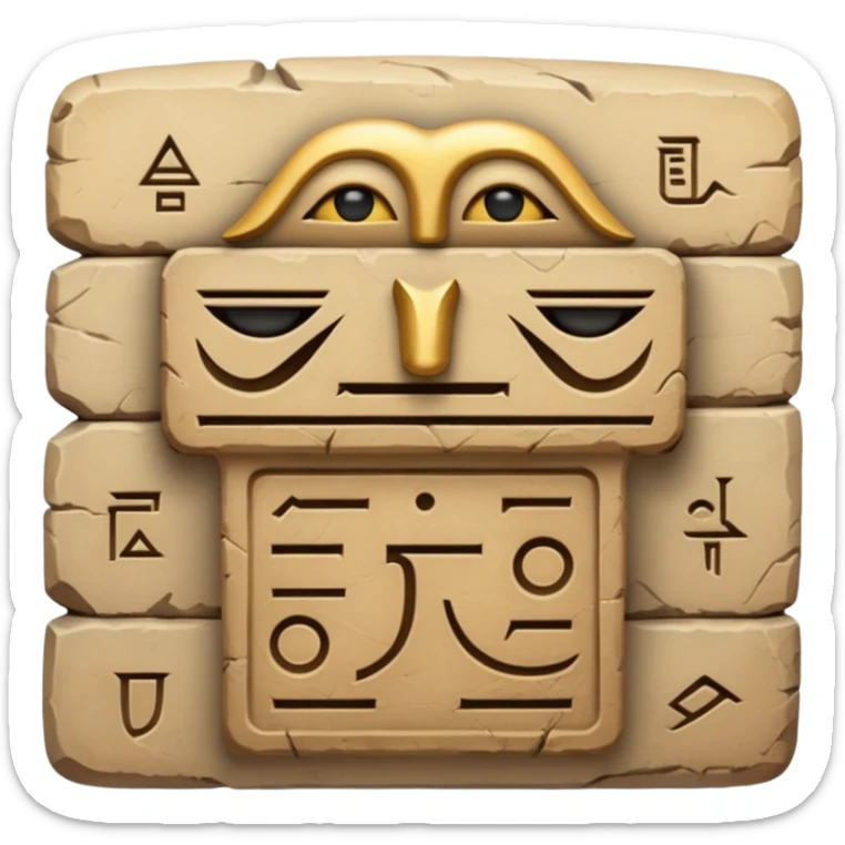 An emoji of an ancient Egyptian stone tablet with hieroglyphics carved on it.

 sticker