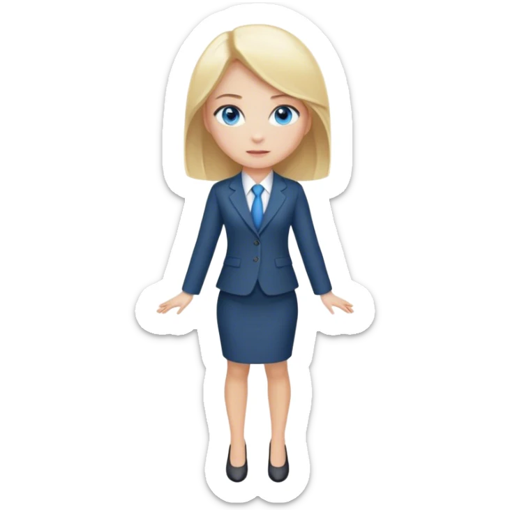 A blond girl blue eyes wearing a Business Outfit, whole body sticker