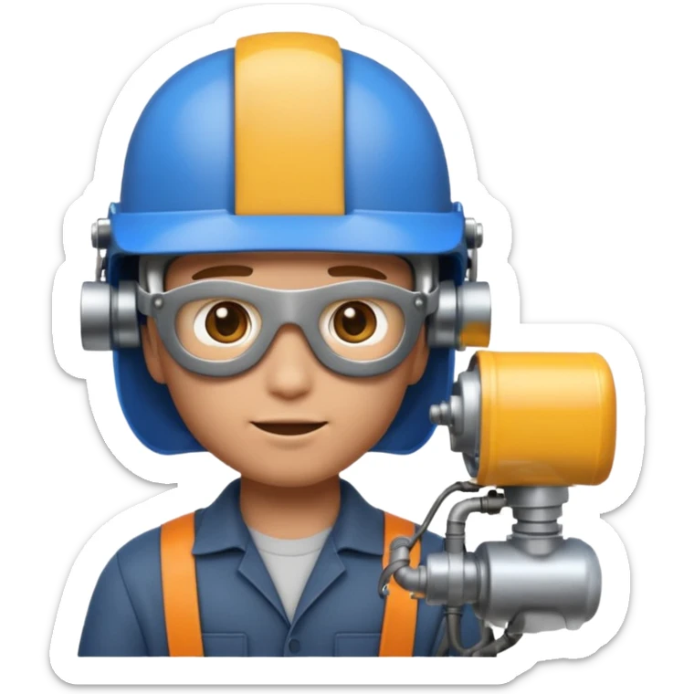 A 3D emoji with a Memoji style that the depicts a person who is learning to become a mechatronic as his highchool extended profile. He is a young boy in a highschool age. sticker