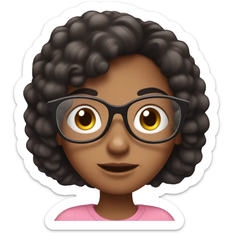 girl with glasses and dark hair reading on a pink smart phone sticker