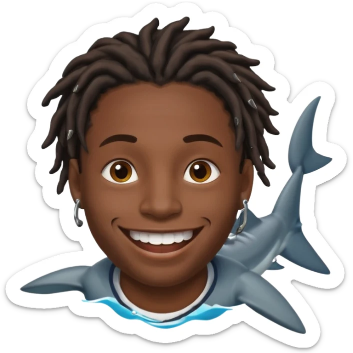 Dark skin black male with locs and shark bite piercings sticker