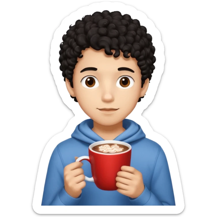 Un homme de 16 ans aux cheveux noirs bouclés avec une couleur de peau, couleur, chocolat chaud, tout skinny  sticker