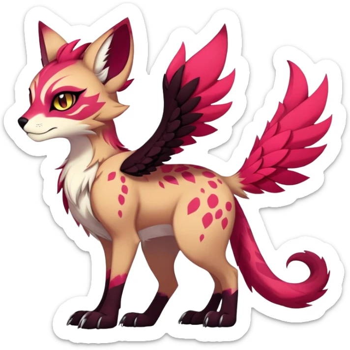 Vibrant dark edgy badass cool Falvie-Fionbri-creature-fursona, full body, with random markings sticker