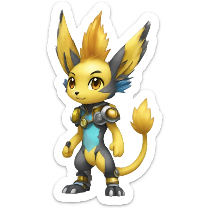 Anthro Sona Cool Edgy Legendary Colorful Shy Shiny Fakemon-Pokémon-Fantasy-Creature With Full Body Detailed High Quality sticker