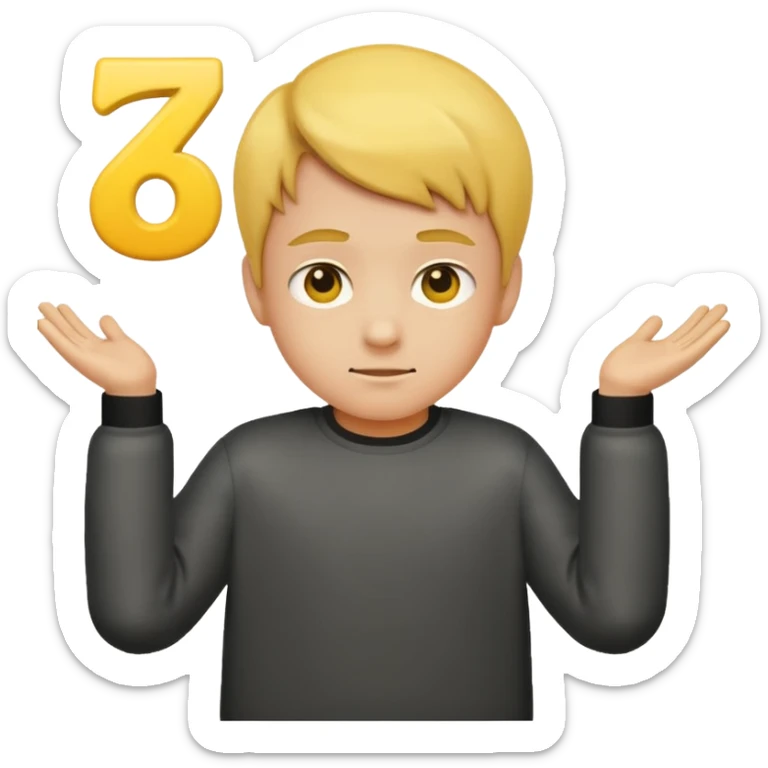 Make the boy shrug emoji have the letters 6 and 7 above his hands the 6 on the right hand and 7 on the left hand sticker