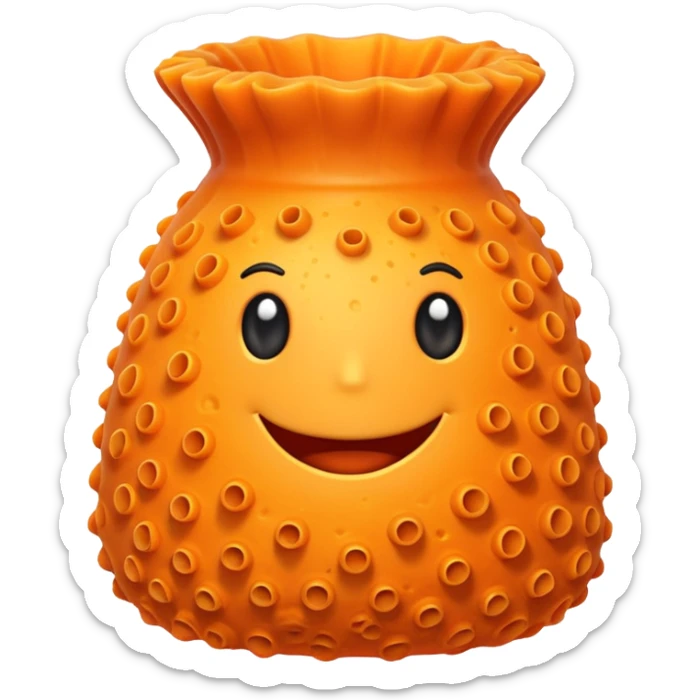 emoji of a marine vase sponge (porifera), cluster of orange tubular sponge structures with porous texture, simplified and stylized for emoji use sticker