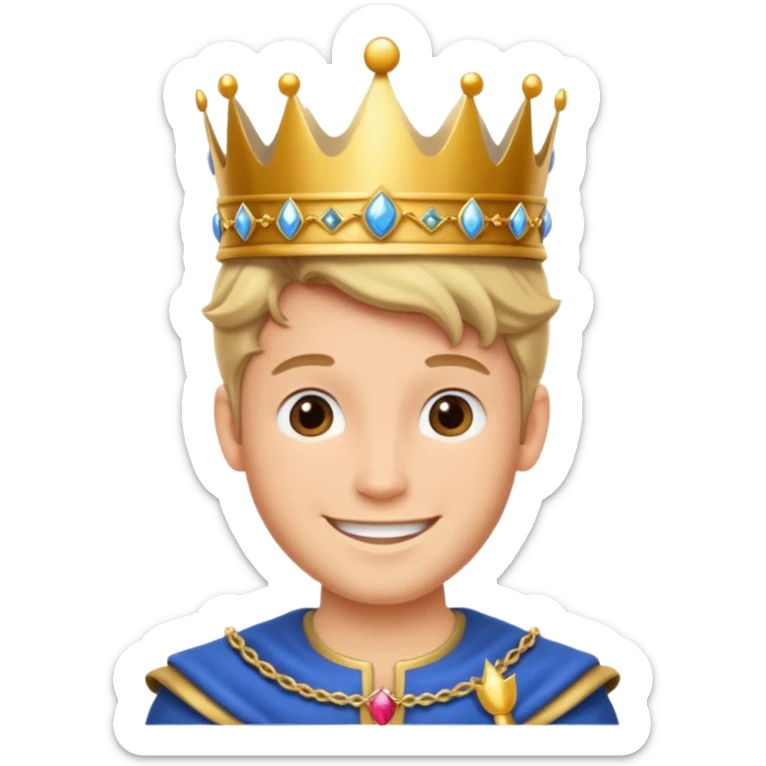 prince charming classic fairy tale style wearing a crown and royal attire smiling sticker