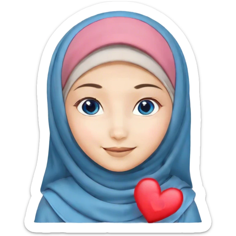 Turkish beautiful finish Konya girl blue eyes with hijab and islamic dress she Smiling Face with Hearts sticker