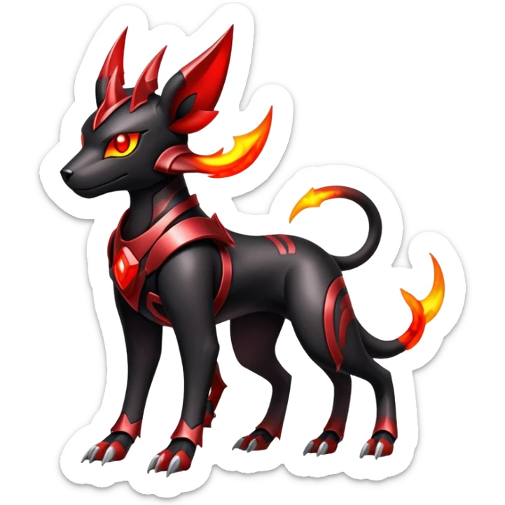 Shiny Gothic Exotic Futuristic Houndoom-Genesect-Torracat-Pokémon-Fakémon-hybrid-creature sticker