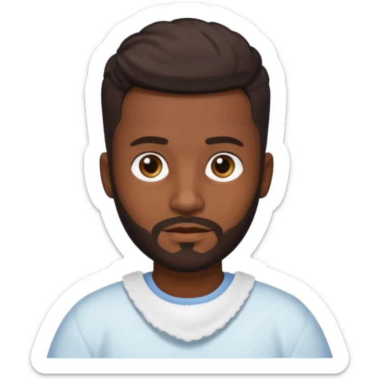 Dark brown skin man with a light beard and a nappy fade haircut with dark brown eyes sticker