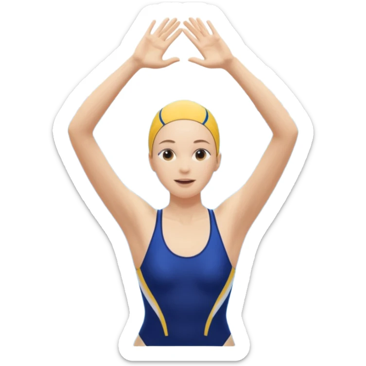 A swimmer is about to dive into the pool. She is in the pose of diving in the air with the hands above the head sticker
