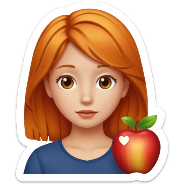 can you make an apple emoji of a girl who has amber hair sticker