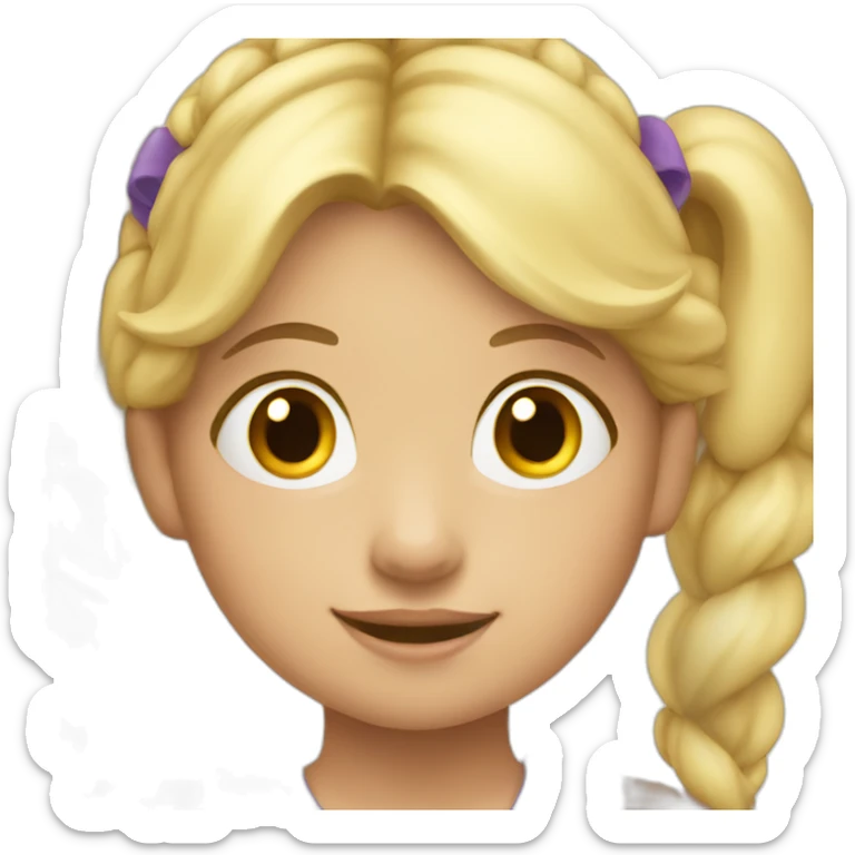 Blonde little girl wearing a purple dress with pigtails sticker