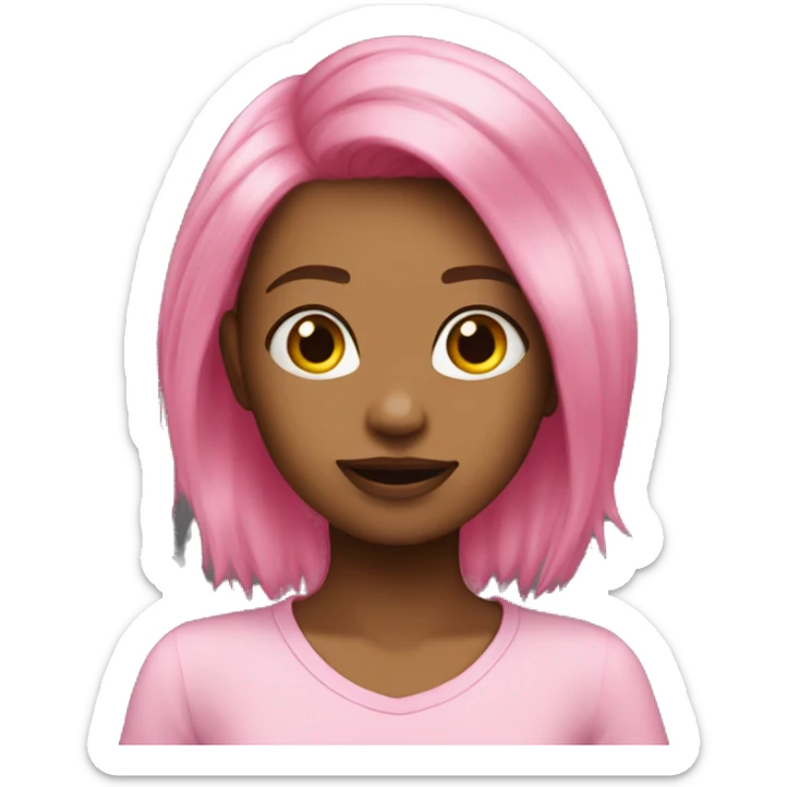 emohair with babie pink hair，yello woman sticker