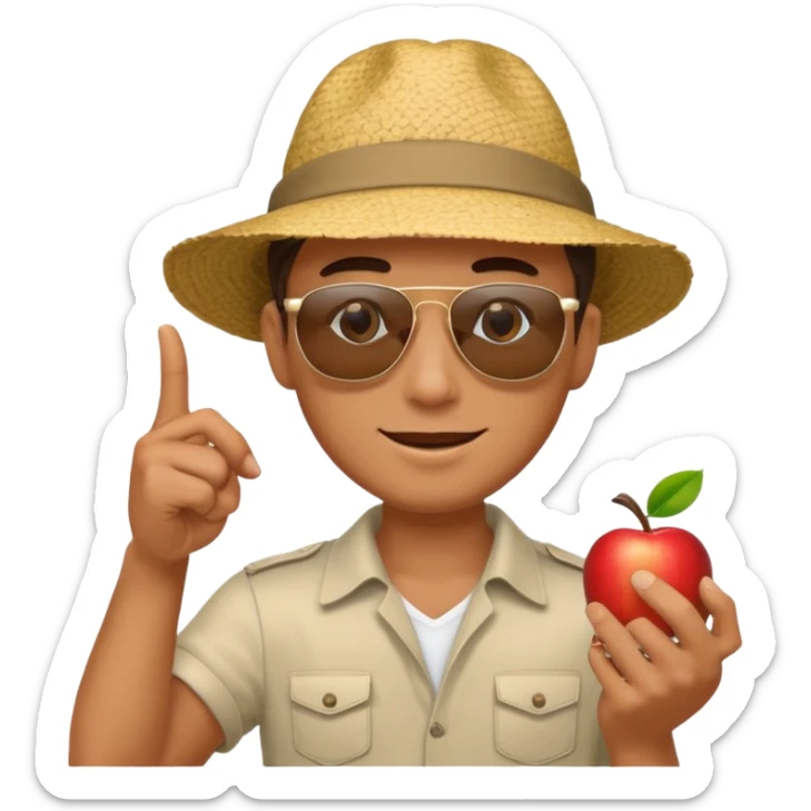 Draw a male tourist who pointed his phone for a photo. In the style of an Apple emoji sticker