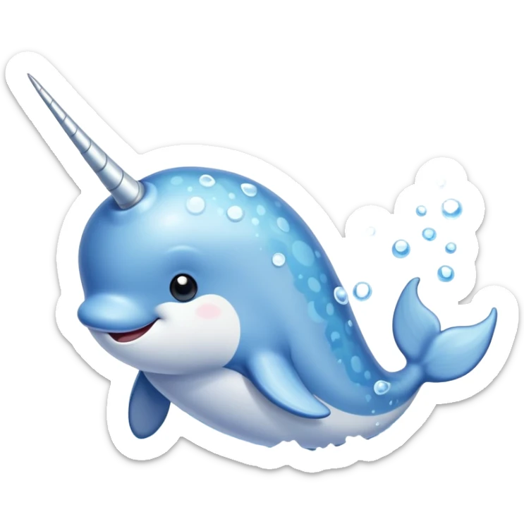 A cute narwhal with its spiraling horn swims through the icy waters, spreading joy and magic sticker