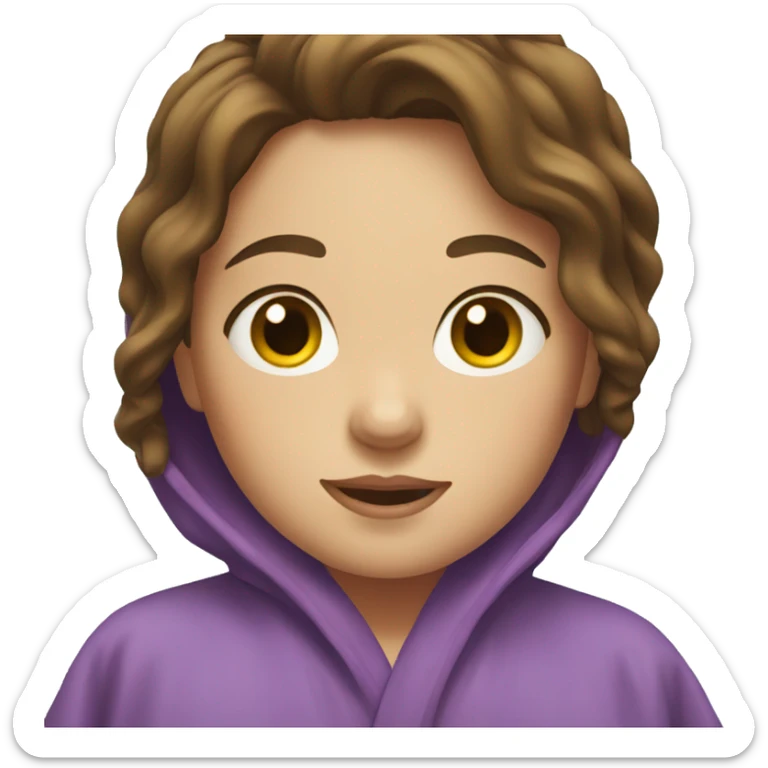 A girl with brown hair in the shower with a robe on sticker