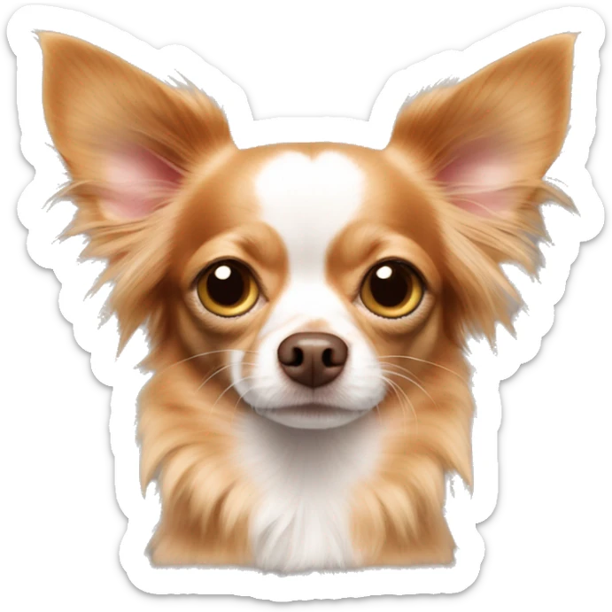 Red long hair chihuahua. Pink nose hazel green eyes sticker