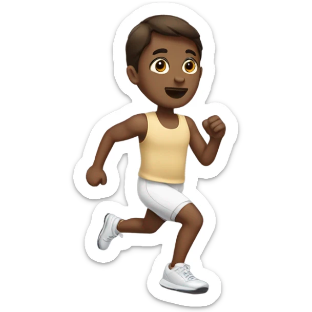 runnning emoji wearing something cute, she is white with dark brown hair sticker