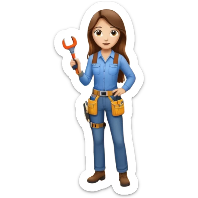 beautiful girl with long brown hair constructing new lounge room area with tv and couch sticker