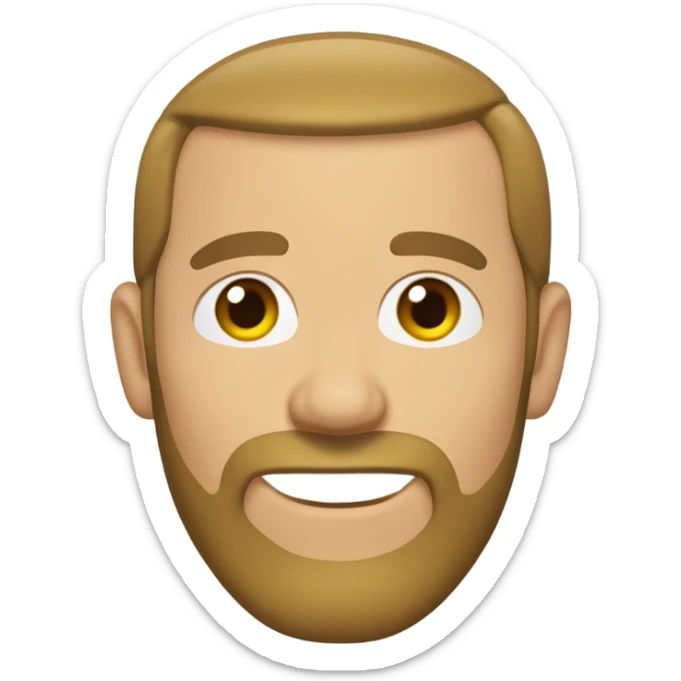 middle aged english man, short slicked back hair dark blonde, dark blonde medium length size full beard, wearing only a plain white smart shirt unbuttoned. sticker