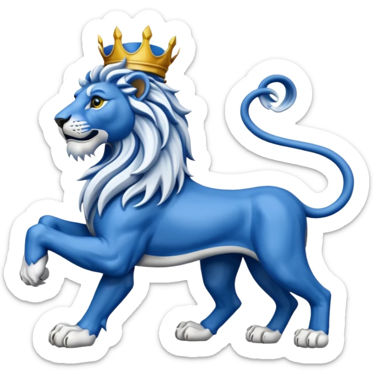 Lion rampant emoji like chelsea football team with blue and white without crest just lion rampant sticker