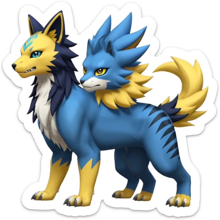 Zeraora-Luxray-Renamon-Lombax-Weregarurumon-fusion-creature (full body sticker
