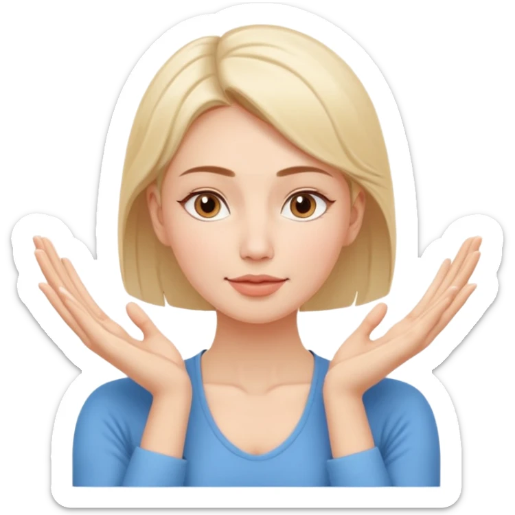 Minimal wellness-style emoji of a woman doing face yoga exercises, hands gently lifting and stretching facial muscles, calm and natural look, clear face yoga movement, simple and easy-to-understand icon, no beauty or medical elements

 sticker