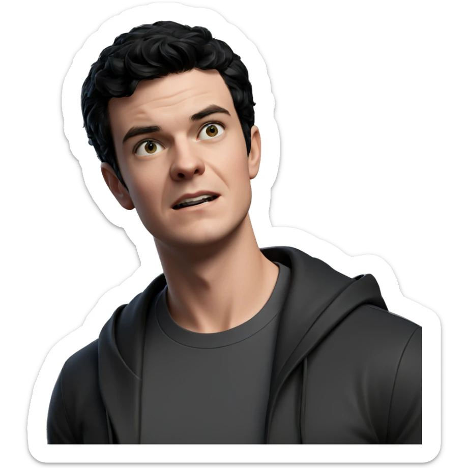 black haired boy portrait sticker