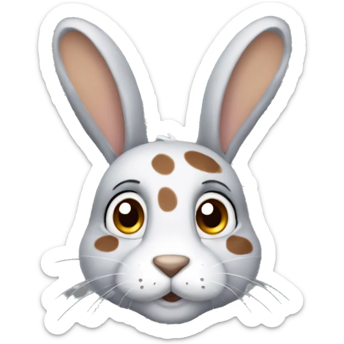 Anthro male bunny rabbit with freckles droopy ears, grey fur with brown spots sticker
