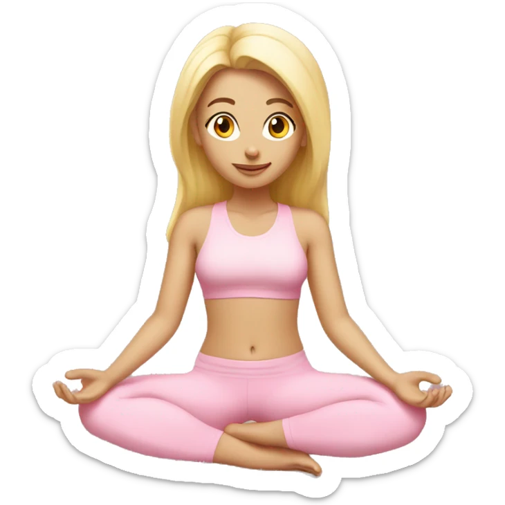 blonde yoga girl light pink clothes n sticker