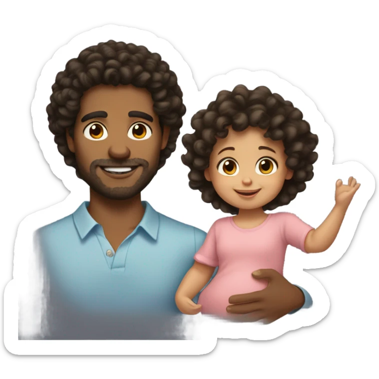 Black Curly hair Hispanic guy with curly haired brown with curly hair baby girl sticker