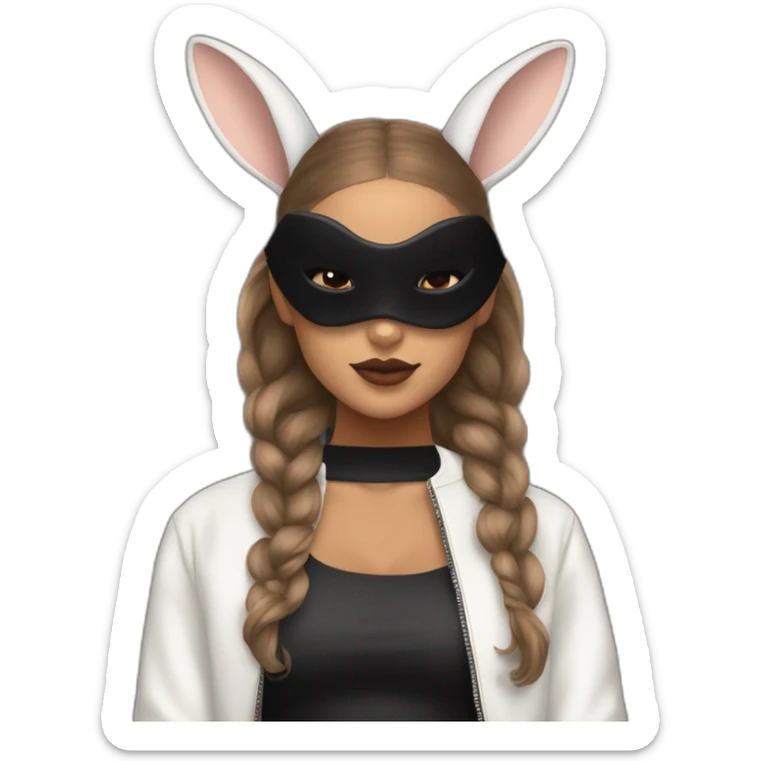 ARIANA GRANDE LA CHANTEUSE dans dangerous woman avec le masque de lapin noir en cuire sticker