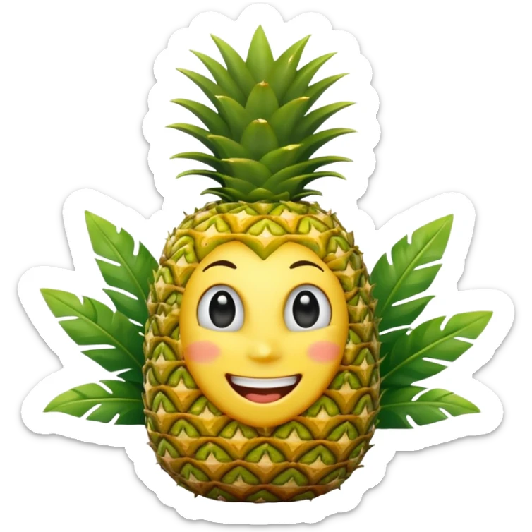 olympic rings in front of a smiling pineapple wearing a gold medal sticker