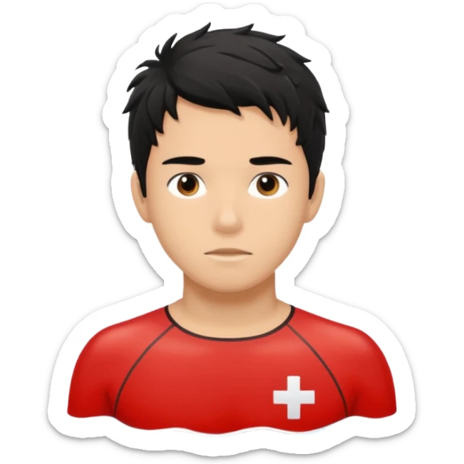 Lifeguard Teenager with Black messy hair swimming to save someone sticker