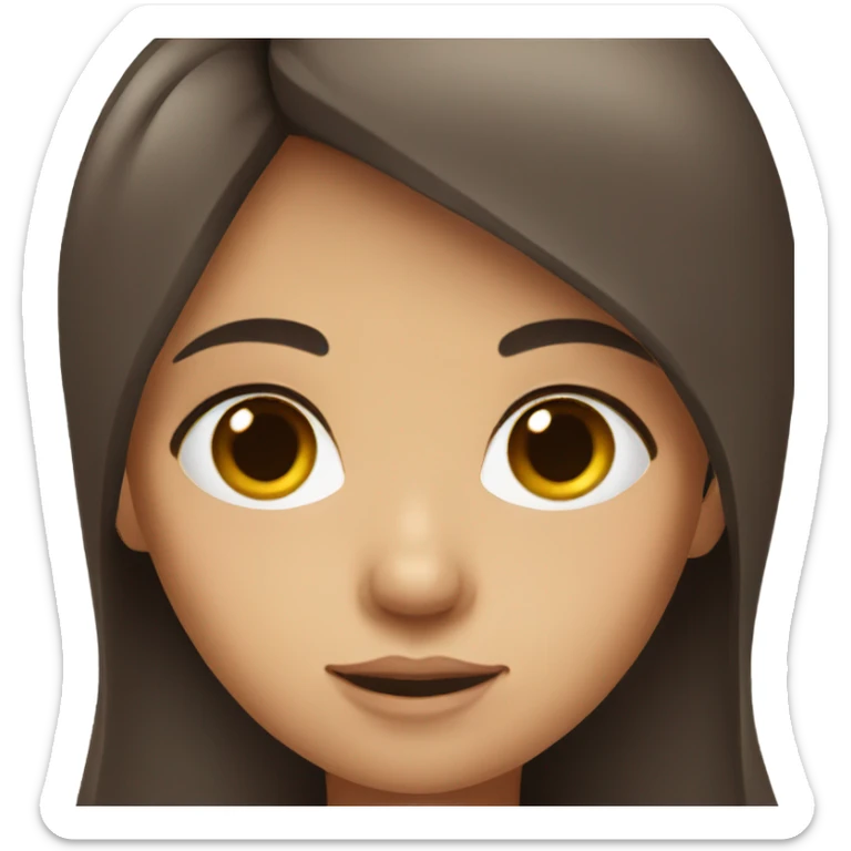 Girl with long darkbrown hair and dark brown eyes sticker