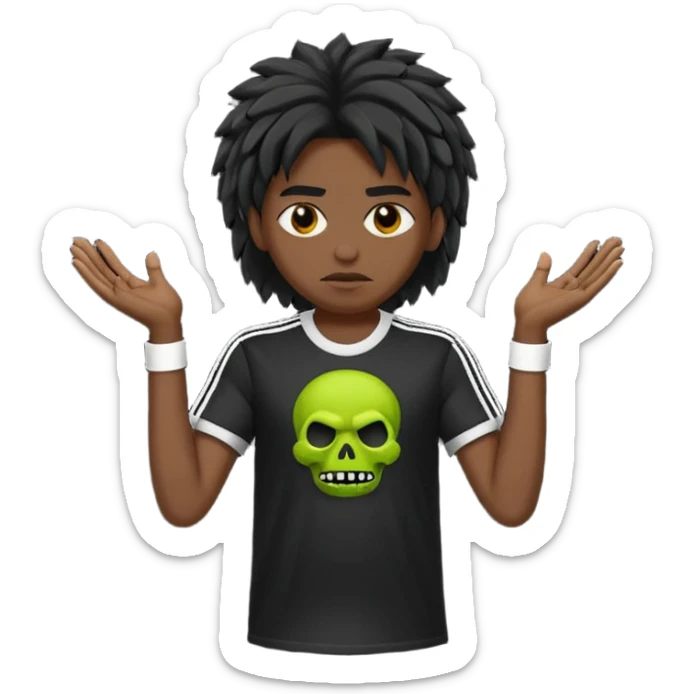 Crie um menino de cabelo loiro escuro de franja zumbi com uma blusa da adidas no estilo emoji do ios sticker