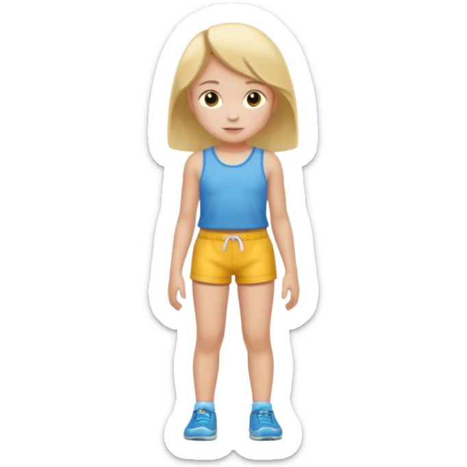 Child 8 year old girl standing  no shorts no shirt sticker