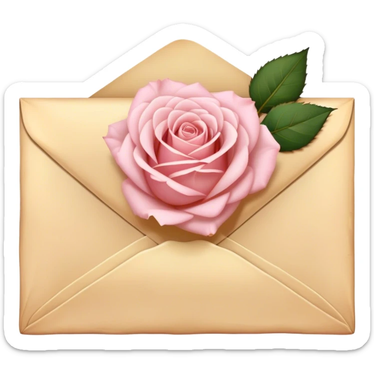 A vintage love letter sealed with golden wax, a single pale pink rose resting on top.
 sticker