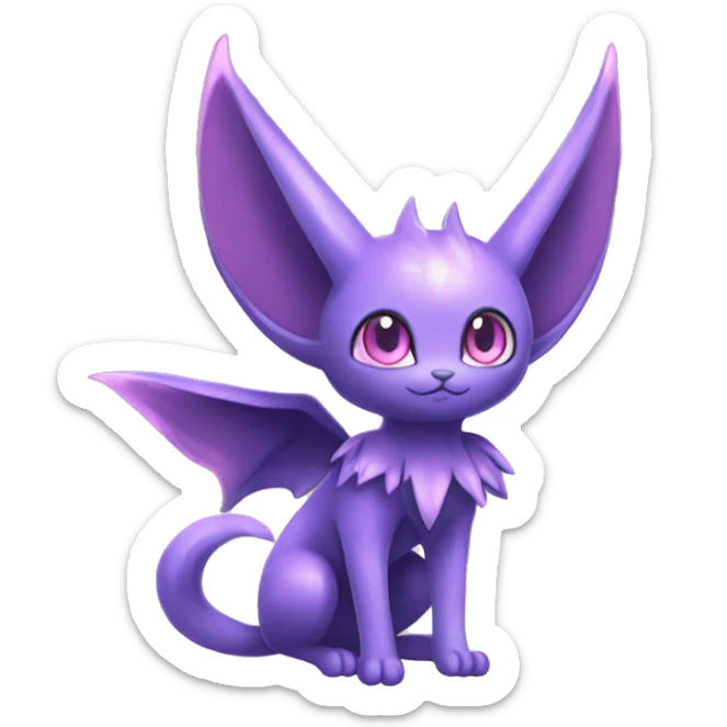 Shiny Cute Kawaii Ethereal Dark Noibat-Delcatty-Espeon-fusion-hybrid full body sticker